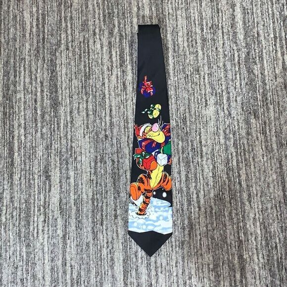 Disney Winnie the Pooh Mens Tigger‎ Christmas Neck Tie Black Colorful - Picture 1 of 6